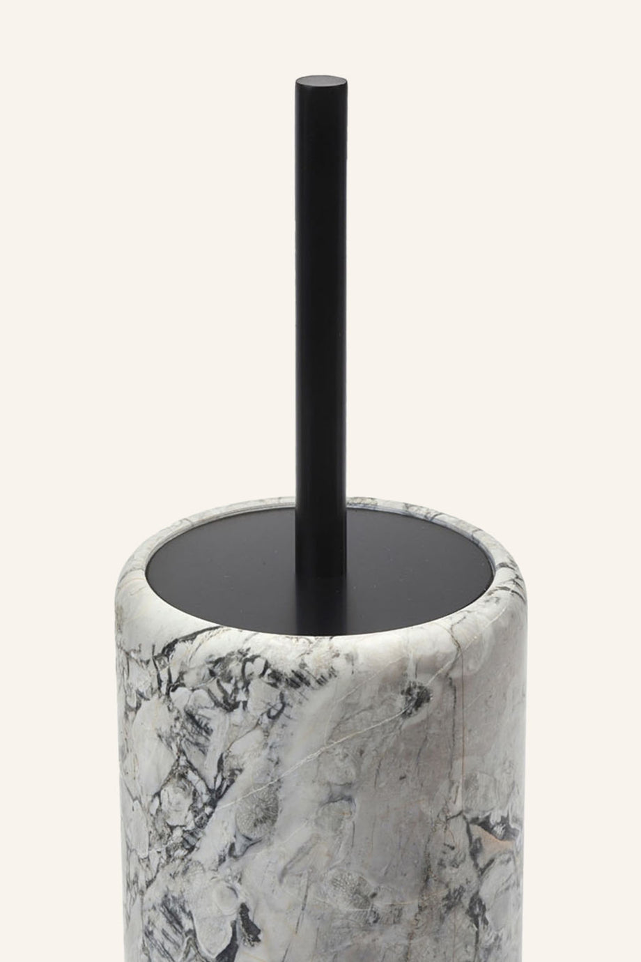 NERO WC Fırça Seti 38,5 cm, Doğal Taş, Paslanmaz Çelik Kapaklı, El Yapımı