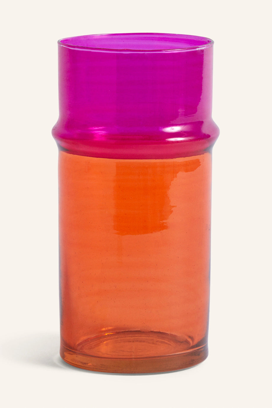 Moroccan S Cam Vazo 20 cm Ağız Üfleme Renk Bloklu Modern Silindir Tasarım