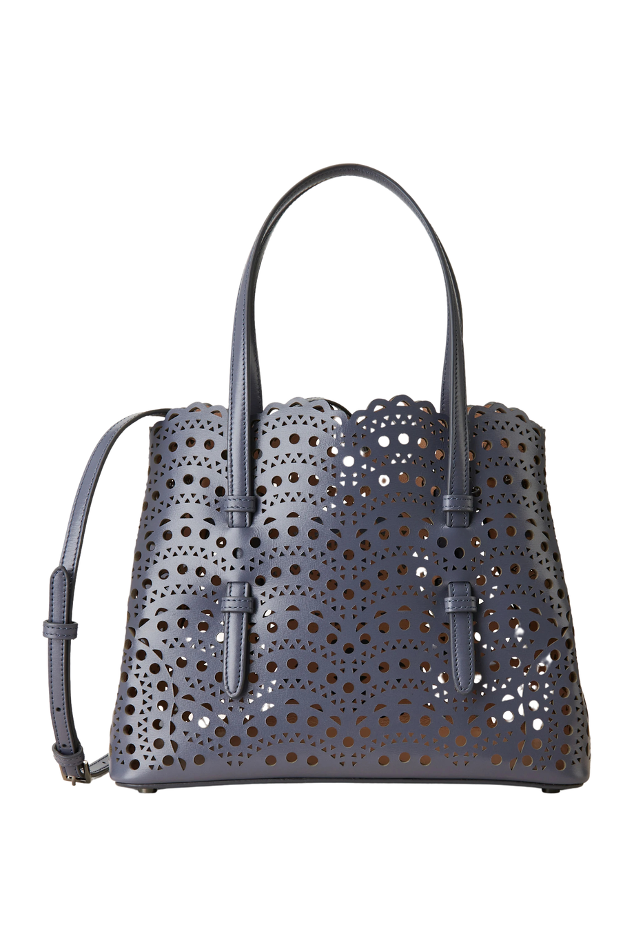 Mina 25 Deri El Çantası, Delikli Tasarım, Çıkarılabilir Pouch ve Askılı, İtalya Yapımı