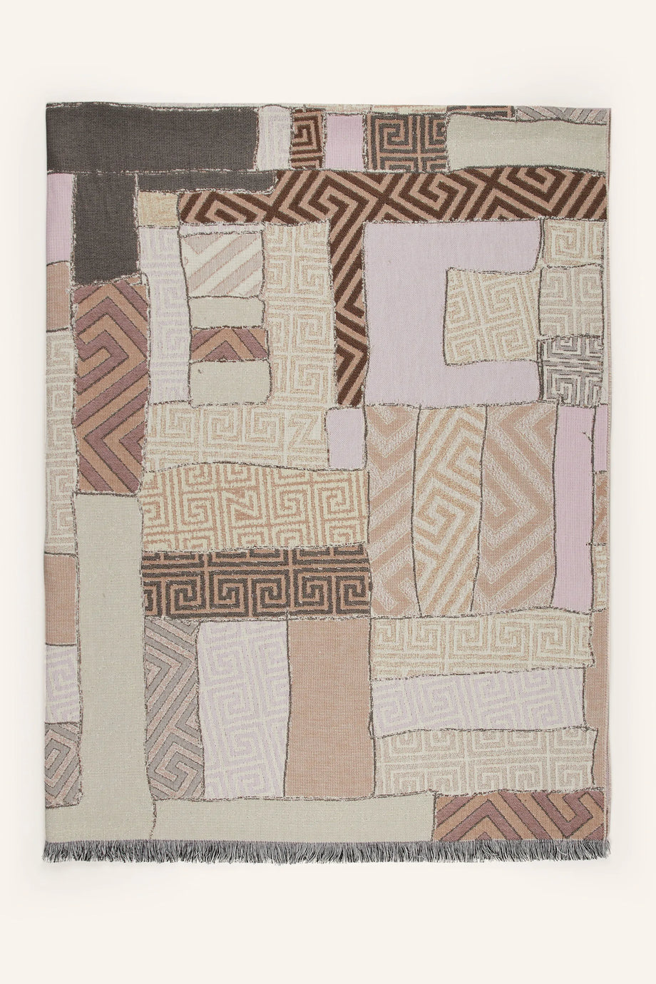 İtalya Üretimi Jakarlı Pamuklu Örtü – Saçaklı, Desenli, 150x210 cm