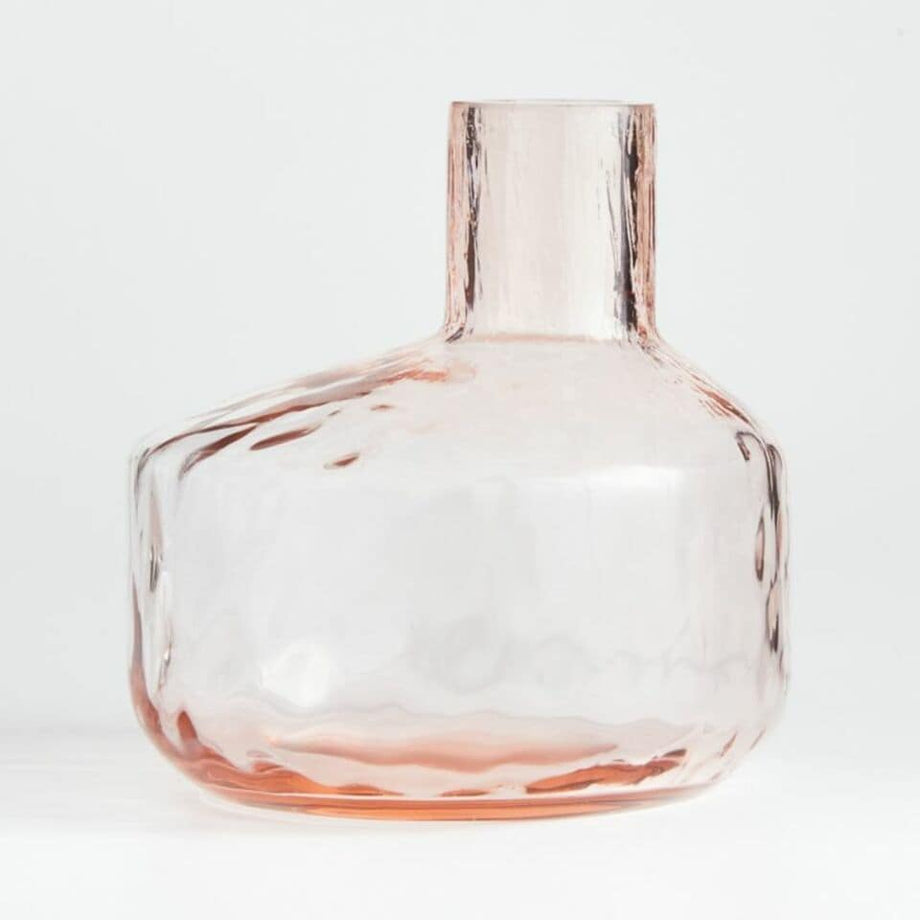 Cecillia Küçük Pembe Cam Vazo, El Üflemeli