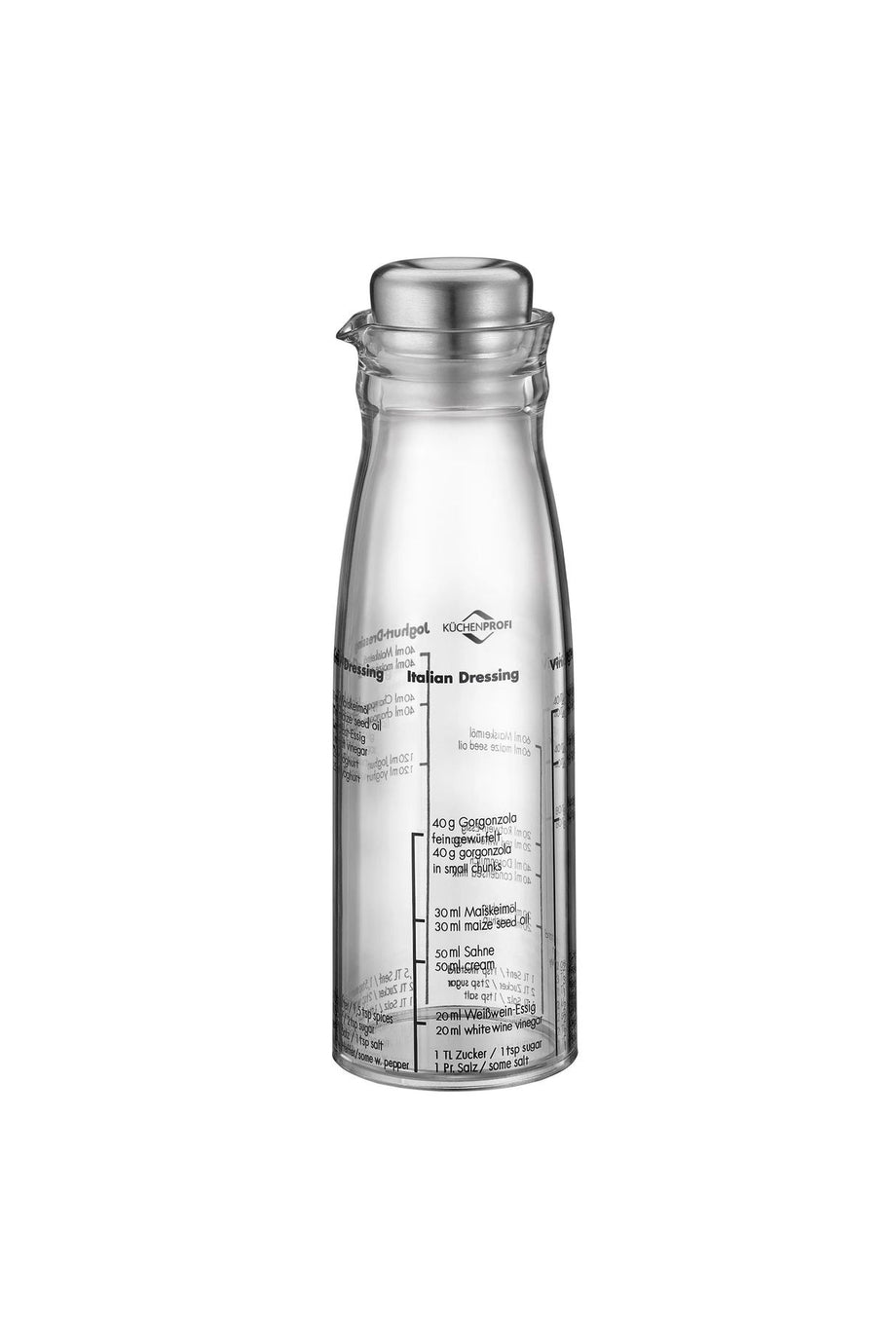 Dressing Shaker 250 ml, Ölçekli, Paslanmaz Çelik Kapaklı Sos Karıştırıcı, Yağdanlık