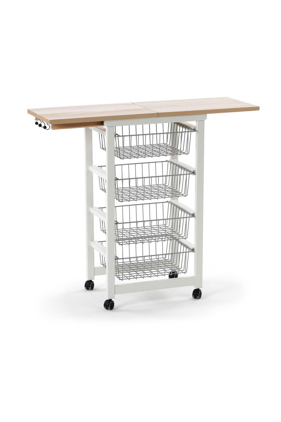 GASTONCINO Katlanabilir Mutfak Arabası, Beyaz, 4 Sepetli