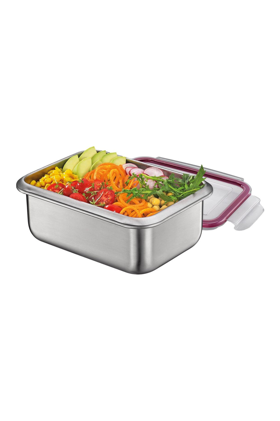 Paslanmaz Çelik Lunchbox 22x16x8,5 cm Şeffaf Kapaklı Saklama Kabı