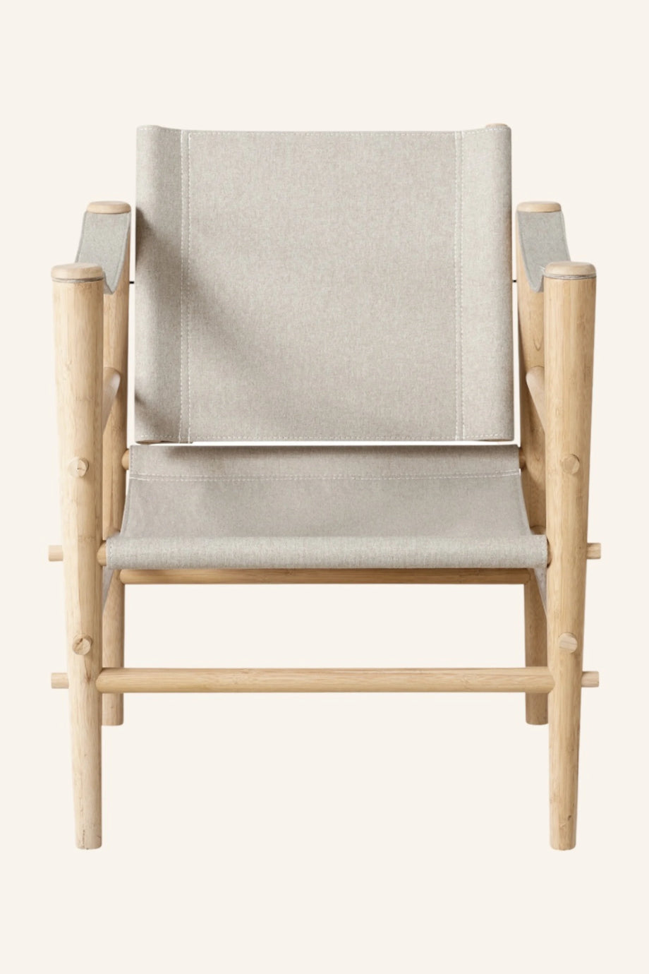 Safari Lounge Sandalye,Bambu İskeletli, Alacalı Kanvas Kumaşlı İskandinav Tasarım