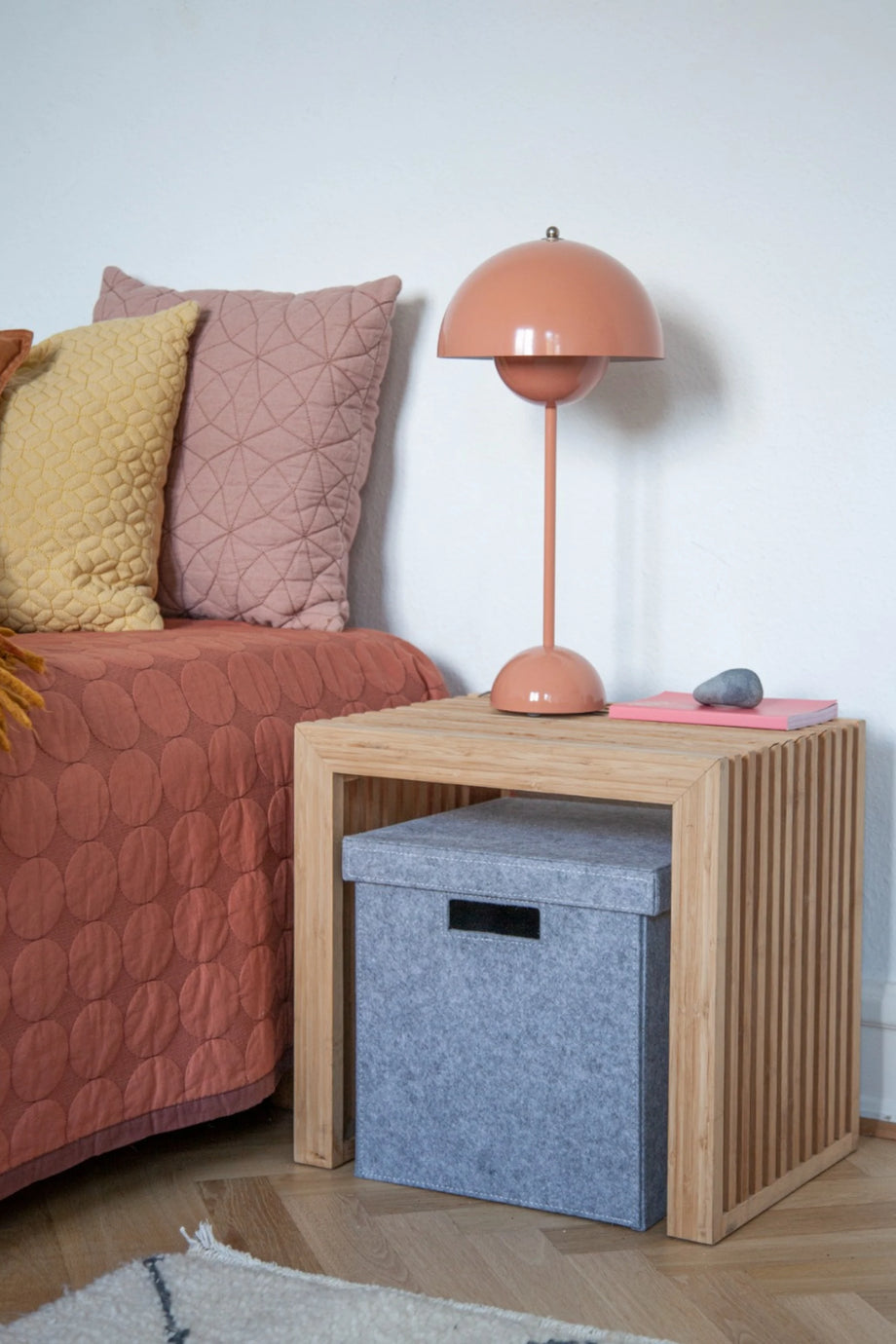 Masif Ahşap Hocker 35 x 45 cm, Çok Amaçlı Tabure & Sehpa | İskandinav Tasarım