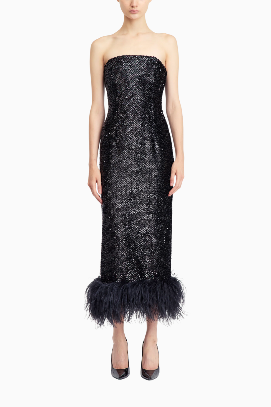 Minelli Dokulu Pullu Midi Elbise