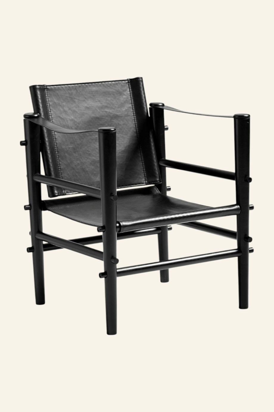 Noble Safari Lounge Koltuk Bambus Gövde Deri Oturum Skandinav Tarz 61x59x79 cm