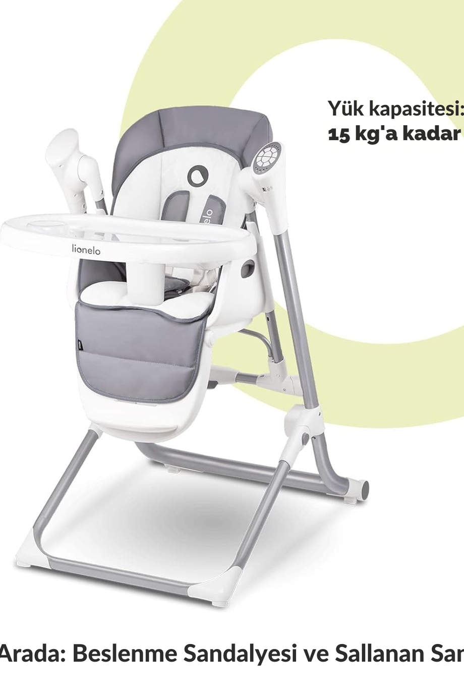 Niles 2si1 Arada Mama ve Sallanma Sandalyesi 6-36 Ay Ayarlanabilir Gri