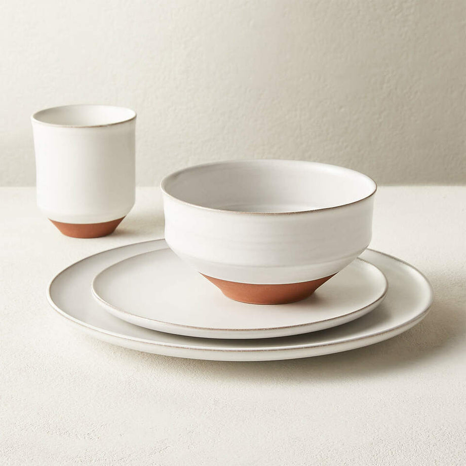 Dolce White Coffee Kupa El Yapımı Terracotta, Mat Beyaz Glazeli