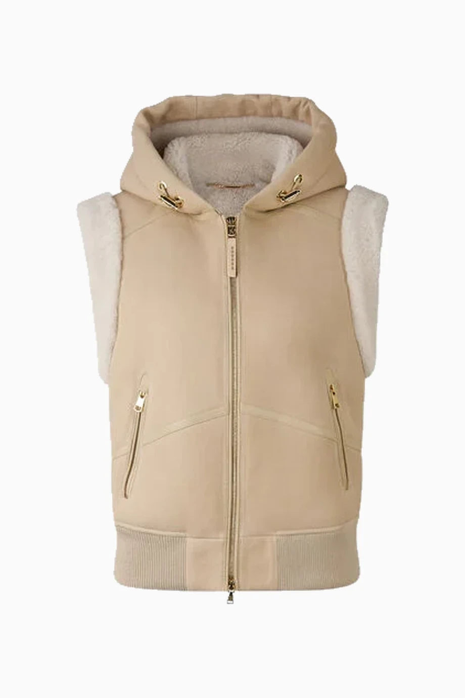 Sport Fine Sand Lambskin ve 4-Way Stretch Detaylı Kadın Yelek, Bej