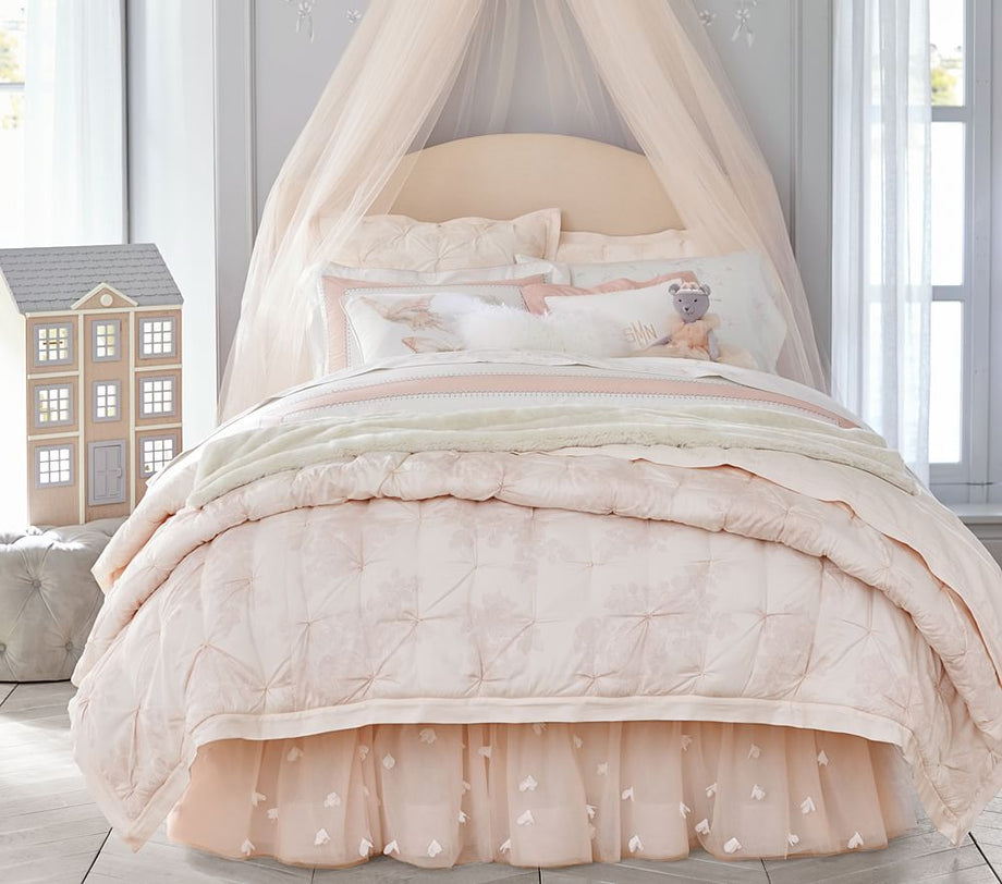 Monique Lhuillier Blush Pembe Tüllü Çocuk Yatak Eteği, L