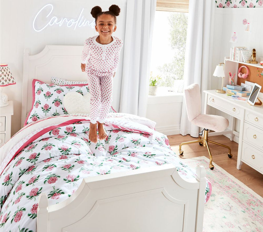 Roller Rabbit Queen Çarşaf Pembe Kalpli %100 Organik Pamuklu
