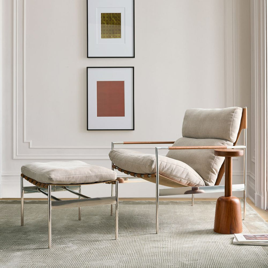 Stuart Sling Koltuk & Puf Takımı Şık Metal Çerçeve ve Konforlu Döşeme