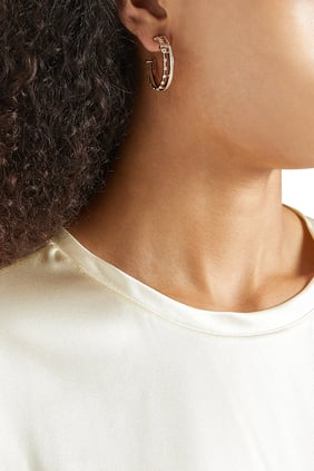 18K Pembe Altın ve Elmaslı Avenues Halka Küpe