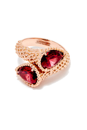 Toi Et Moi Serpent Boheme Yüzük, 18 Ayar Pembe Altın & Rhodolite Granat