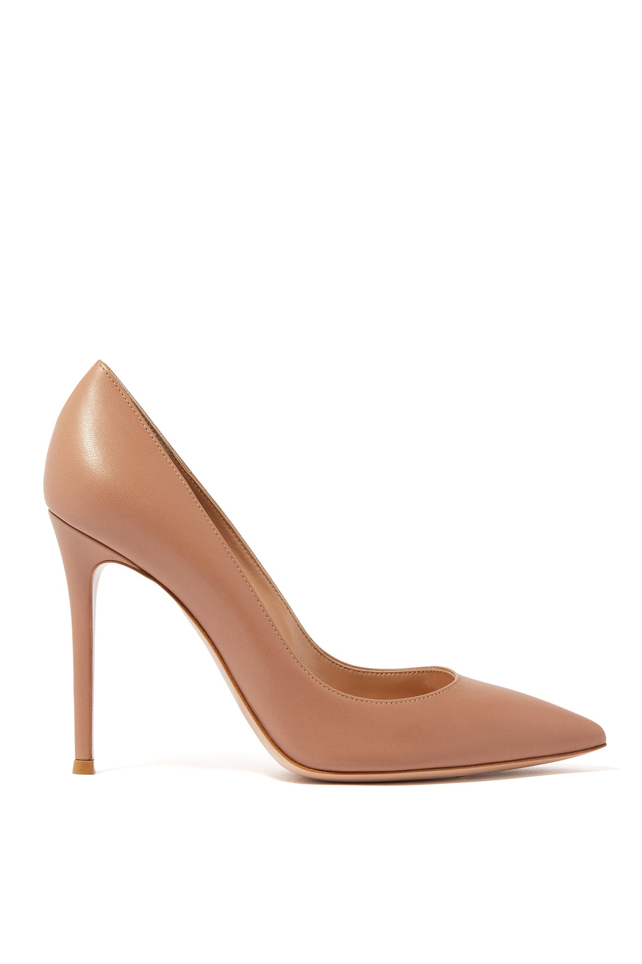 Gianvito 105 Nappa Deri Topuklu Ayakkabı - Bej
