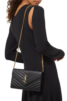 YSL Monogram Zincirli Cüzdan - Matelassé Deri