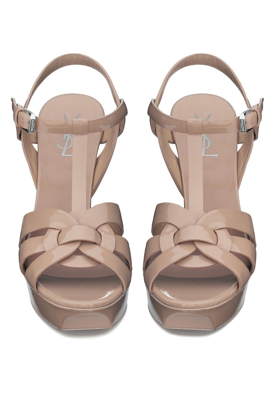 YSL Tribute Platform Topuklu Sandaletler - Patente Deri