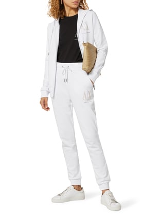 Armani Exchange İkon Logolu Kapüşonlu Beyaz Hoodie