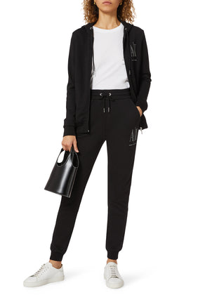 Armani Exchange İkon Logo Kapüşonlu Sweatshirt - Siyah