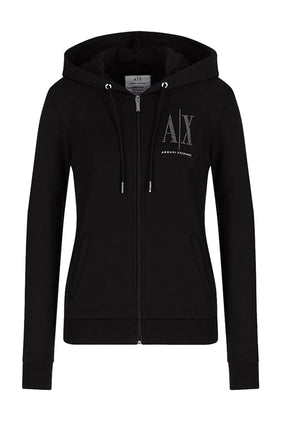 Armani Exchange İkon Logo Kapüşonlu Sweatshirt - Siyah
