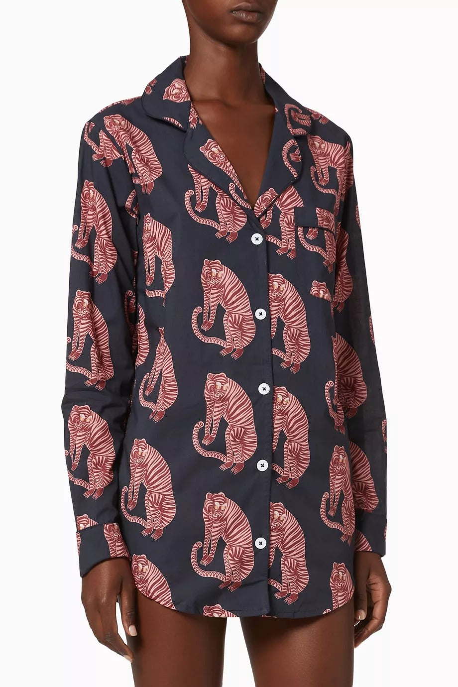 Sansindo Tiger Kadın Lüks Pamuklu Pijama Takımı Kaplan Desenli Şortlu Set