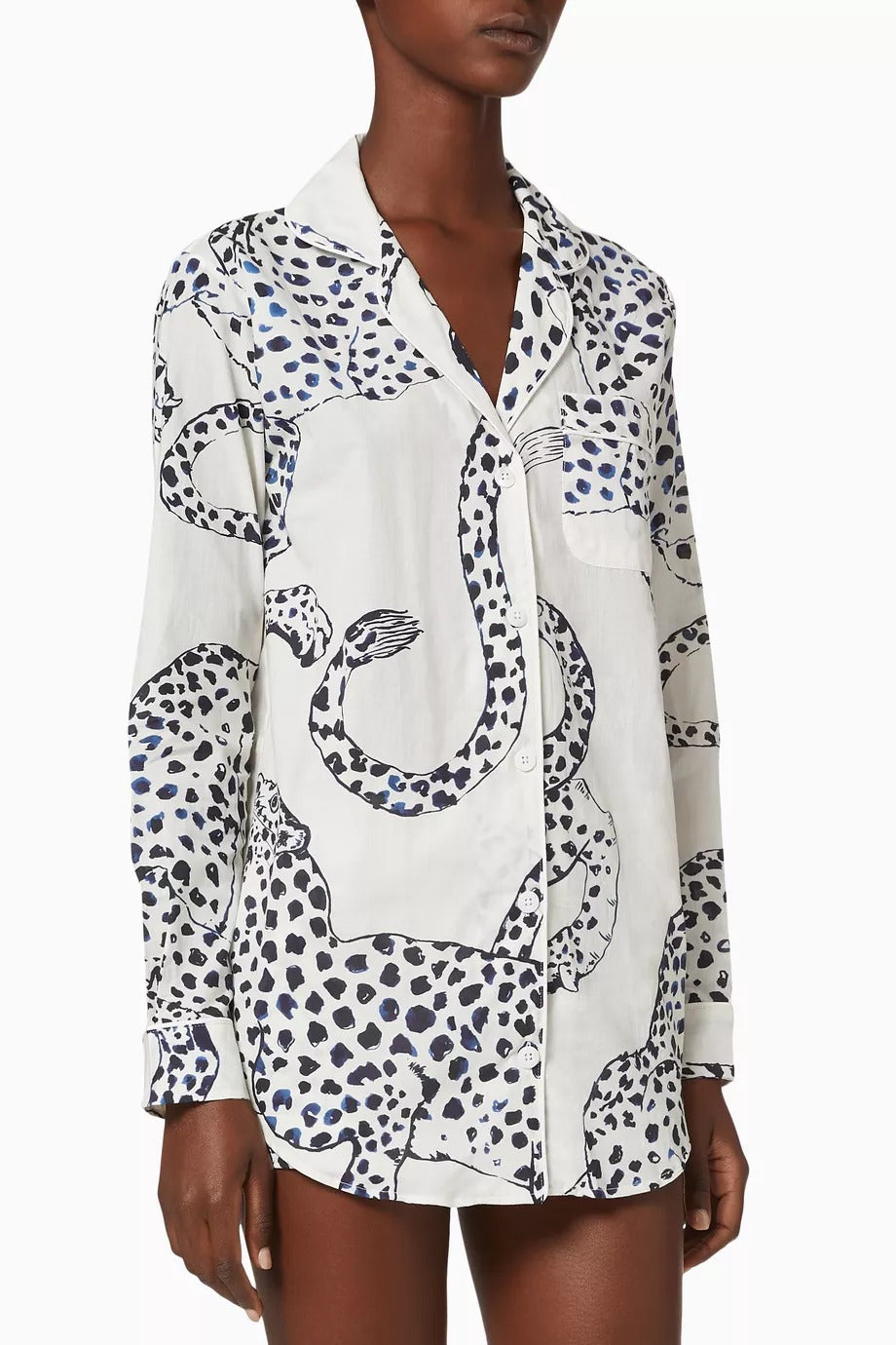 The Jag Kadın Lüks Pamuklu Pijama Takımı Kaplan Desenli Şortlu Set
