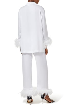 Tüy Detaylı Parti Pijama Takımı