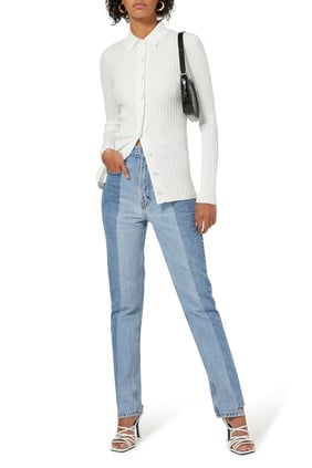 İkili Düz Kesim Denim Pantolon