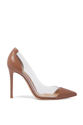 Bej Renkli Deri & Plexi 105 Topuklu Ayakkabı