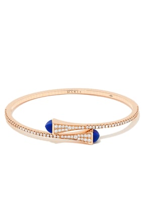 Cleo İnce Bilezik, 18 Ayar Pembe Altın, Lapis Lazuli ve Elmaslarla