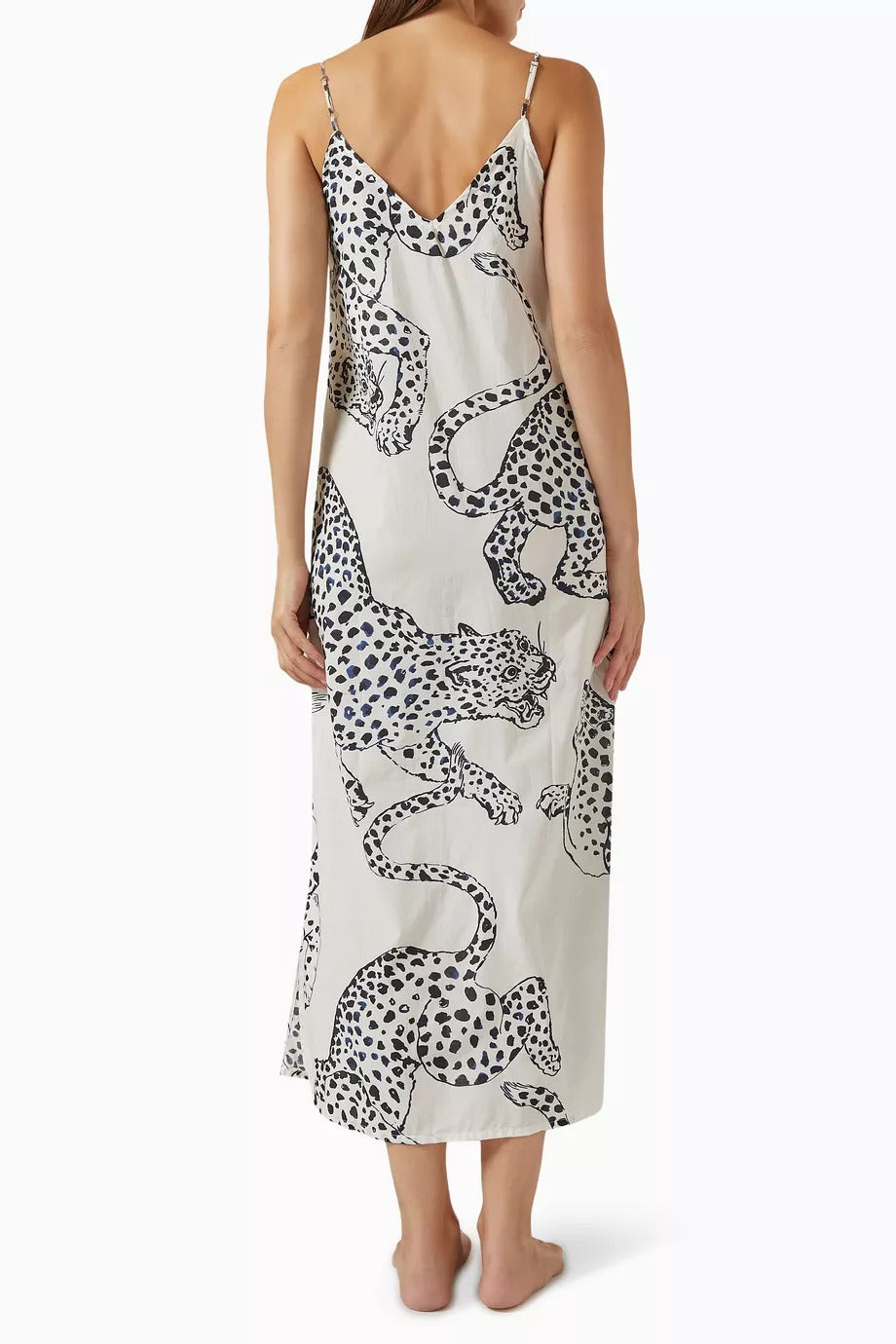 The Jag Kadın Lüks Pamuklu Slip Gecelik Jag Desenli Ayarlanabilir Askılı