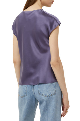 İpek Cowl Yaka Bluz - Mor