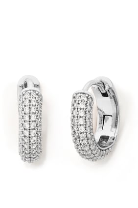 Brilliant Statements Pavé Mini Huggies - Şeffaf/Gümüş