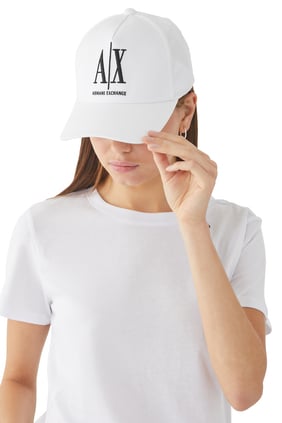 Armani Exchange AX Logo Beyzbol Şapkası - Beyaz / Siyah
