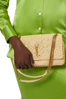 Jamie YSL Logolu Raffia Omuz Çantası