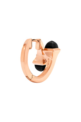 Cleo Huggie Küpeler, 18k Pembe Altın, Elmas ve Oniks