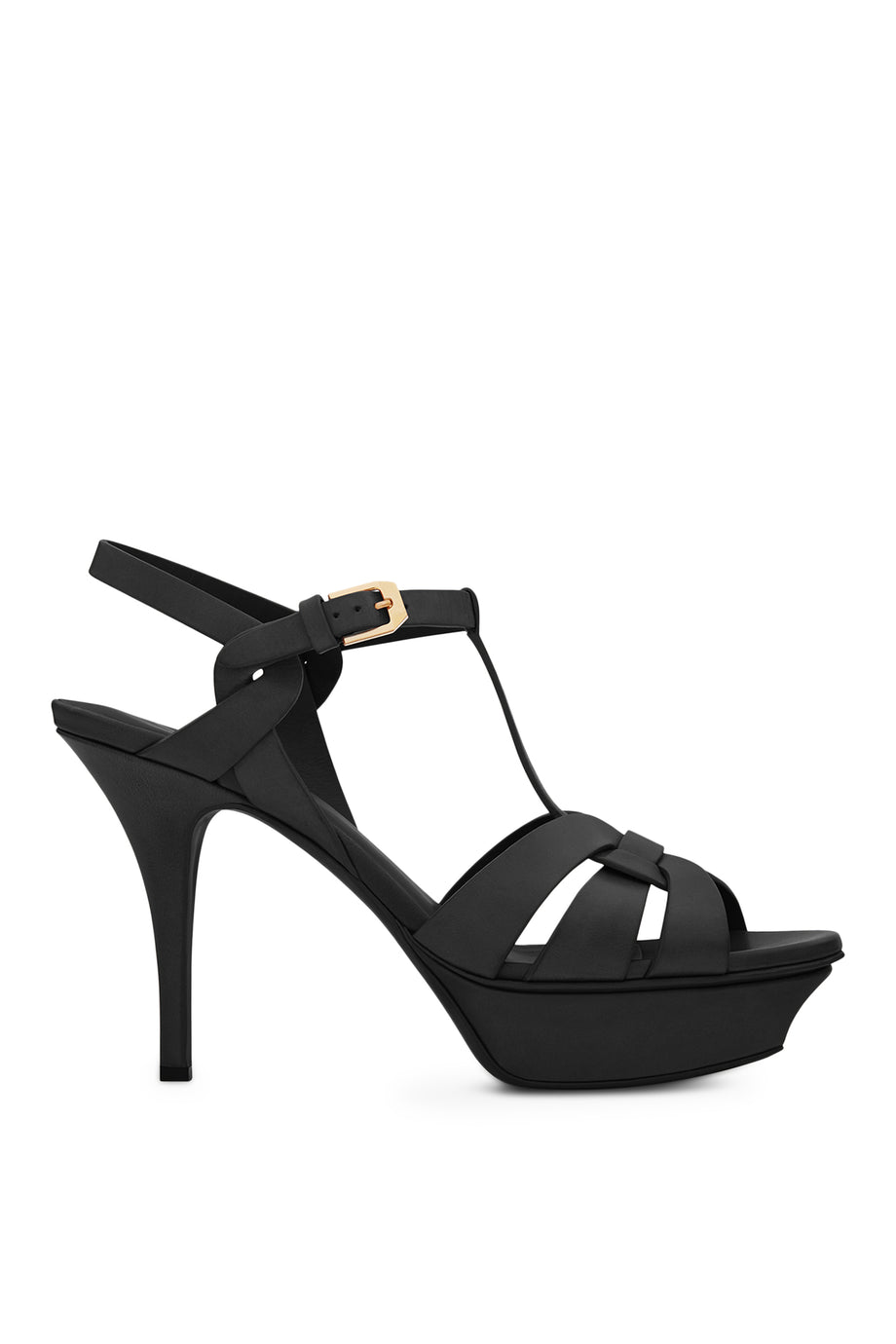 Saint Laurent Tribute 105 Deri Platform Sandalet - Siyah