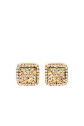 Cleo Piramit Stud Küpe - 18k Sarı Altın ve Tam Pırlanta