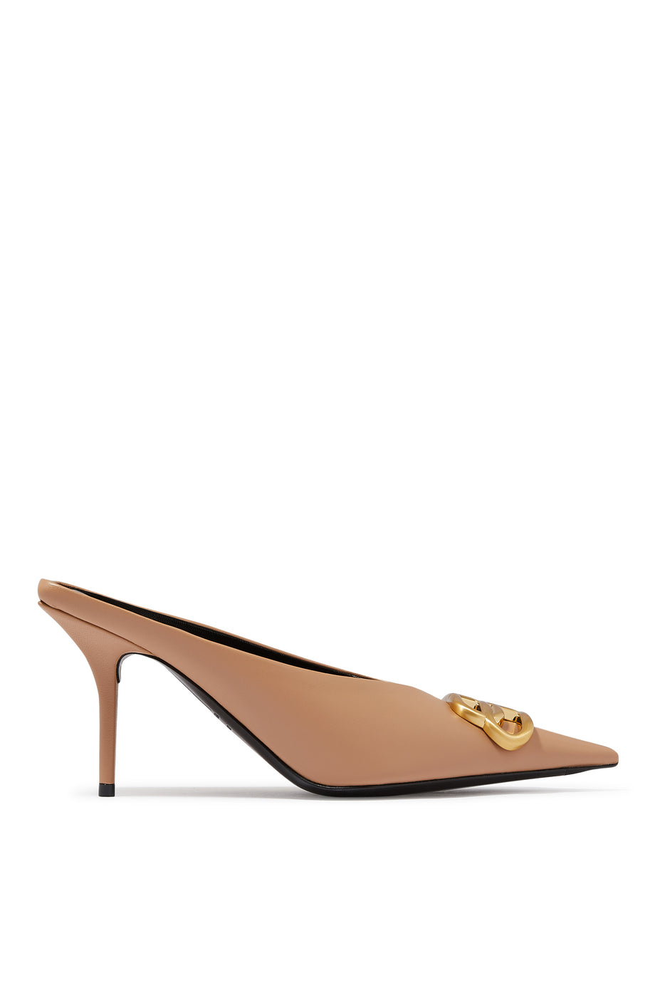 Bej Renkli Balenciaga Square Knife BB 80 Deri Mules