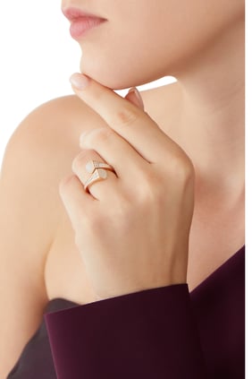 Cleo Elmas Midi Yüzük, 18K Pembe Altın, Beyaz Akik ve Elmaslarla
