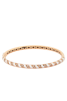 Tornado Bilezik, 18K Rose Altın, Emaye ve Pırlantalarla