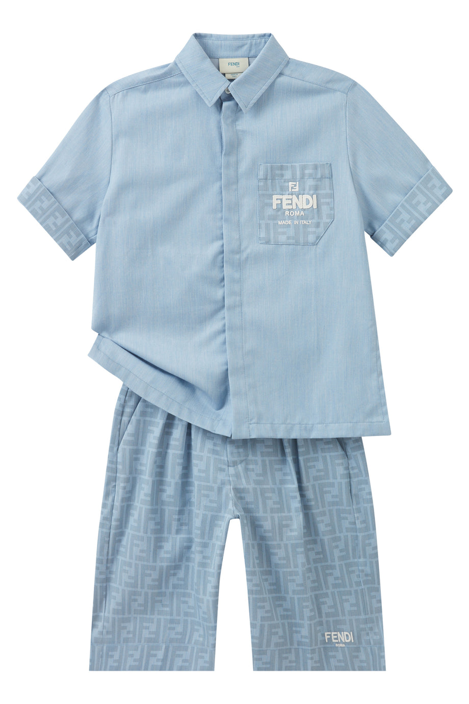 Çocuklar İçin Mavi Chambray Cepli Gömlek