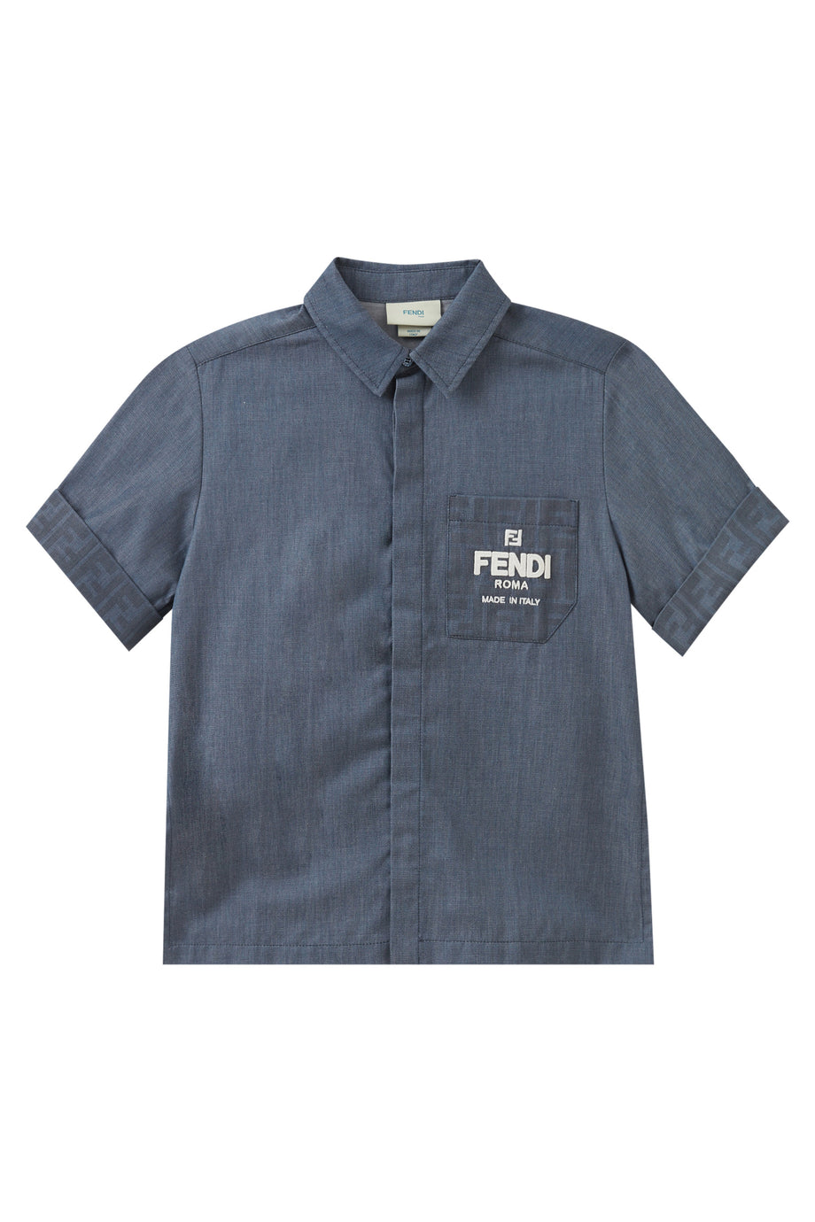 Çocuk Chambray Cepli Gömlek - Koyu Mavi