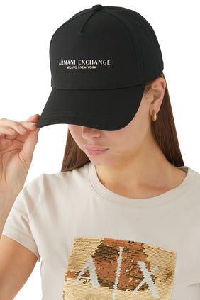 Logo Baskılı Siyah Şapka - Armani Exchange