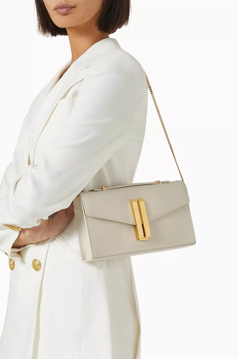 Vancouver Clutch Pürüzsüz Dana Derisi, Altın Detaylı, Şık & Zarif