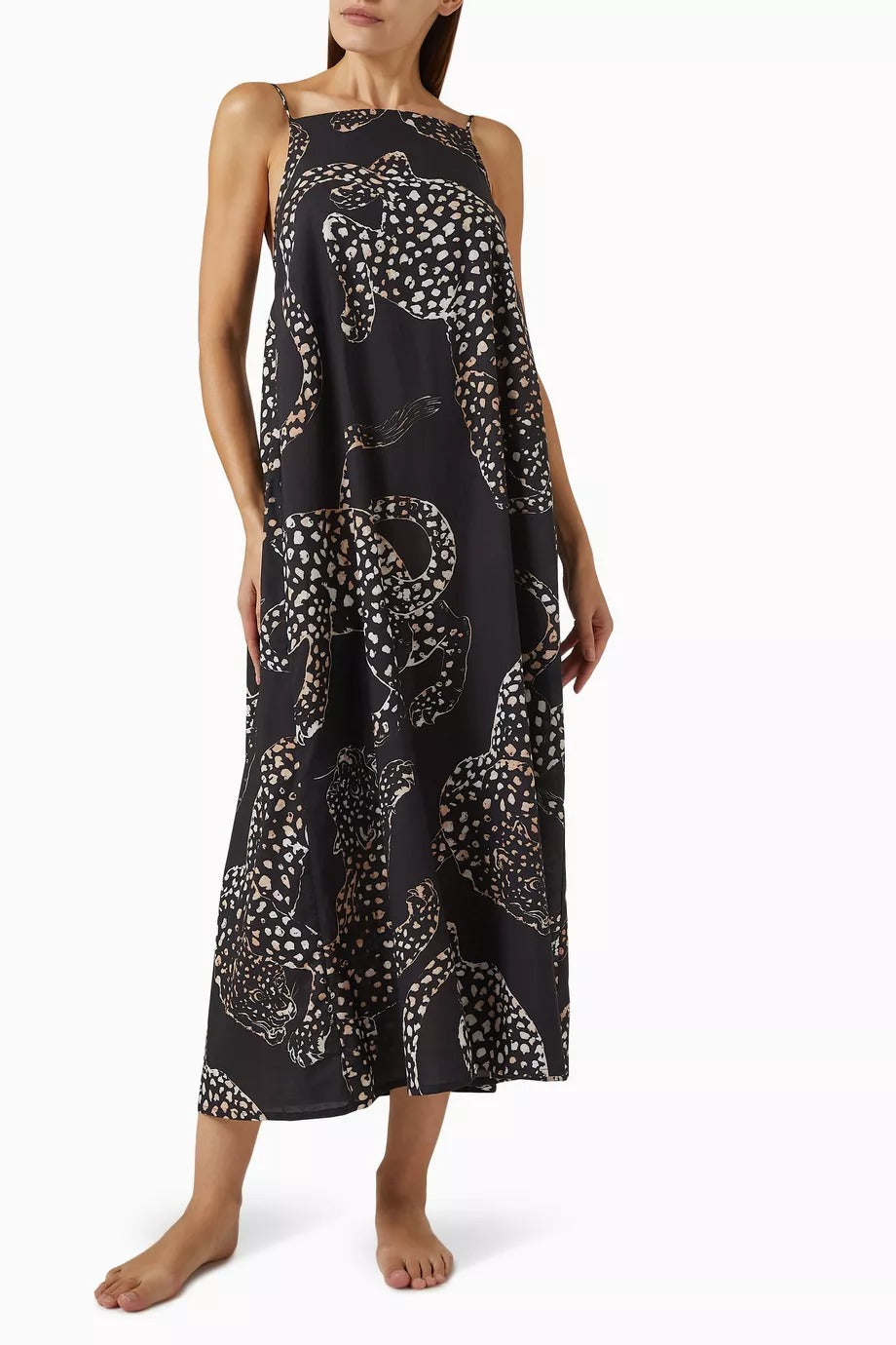 The Jag Kadın Lüks Organik Pamuklu Gecelik Jag Desenli Kare Yaka