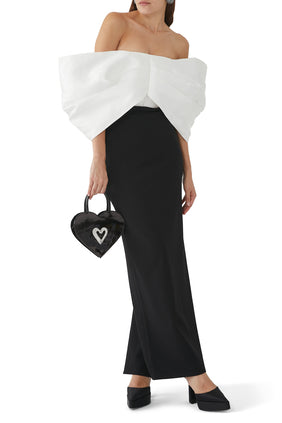 Filippa Maxi Elbise - Beyaz/Siyah