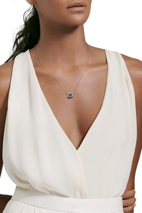 18 Ayar Sarı Altın Topaz ve Elmaslı Chatelaine Kolye